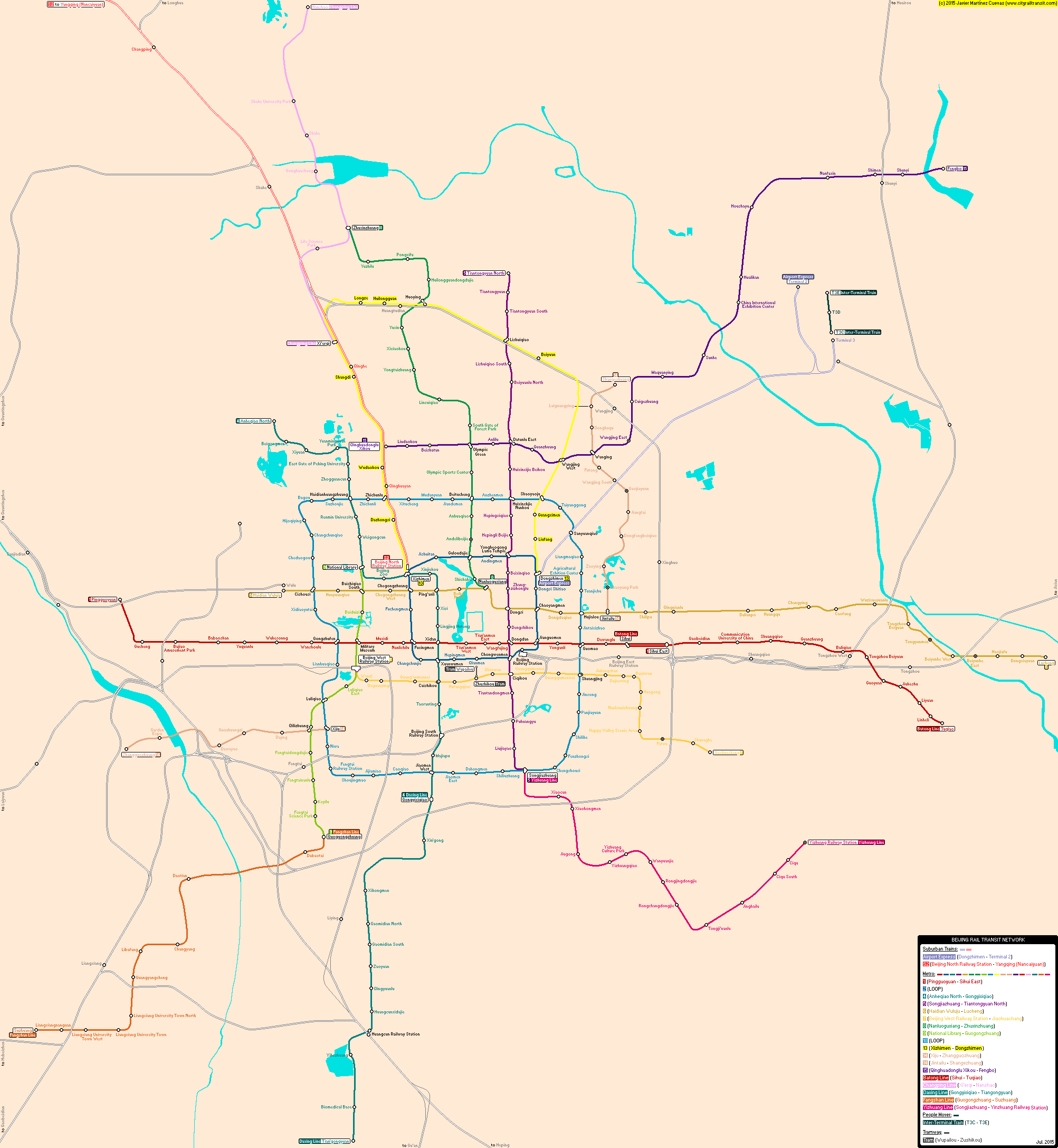 Beijing Real Distance Metro Map
