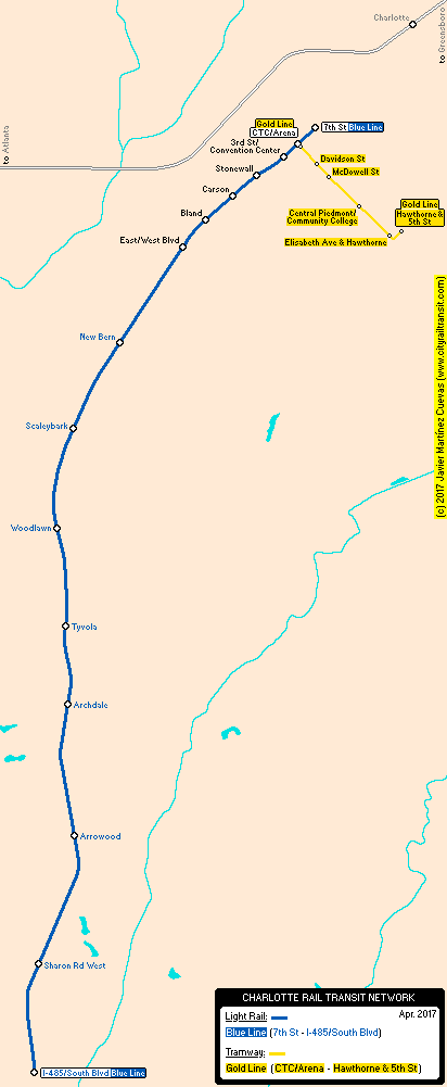 Charlotte Real Distance Metro Map