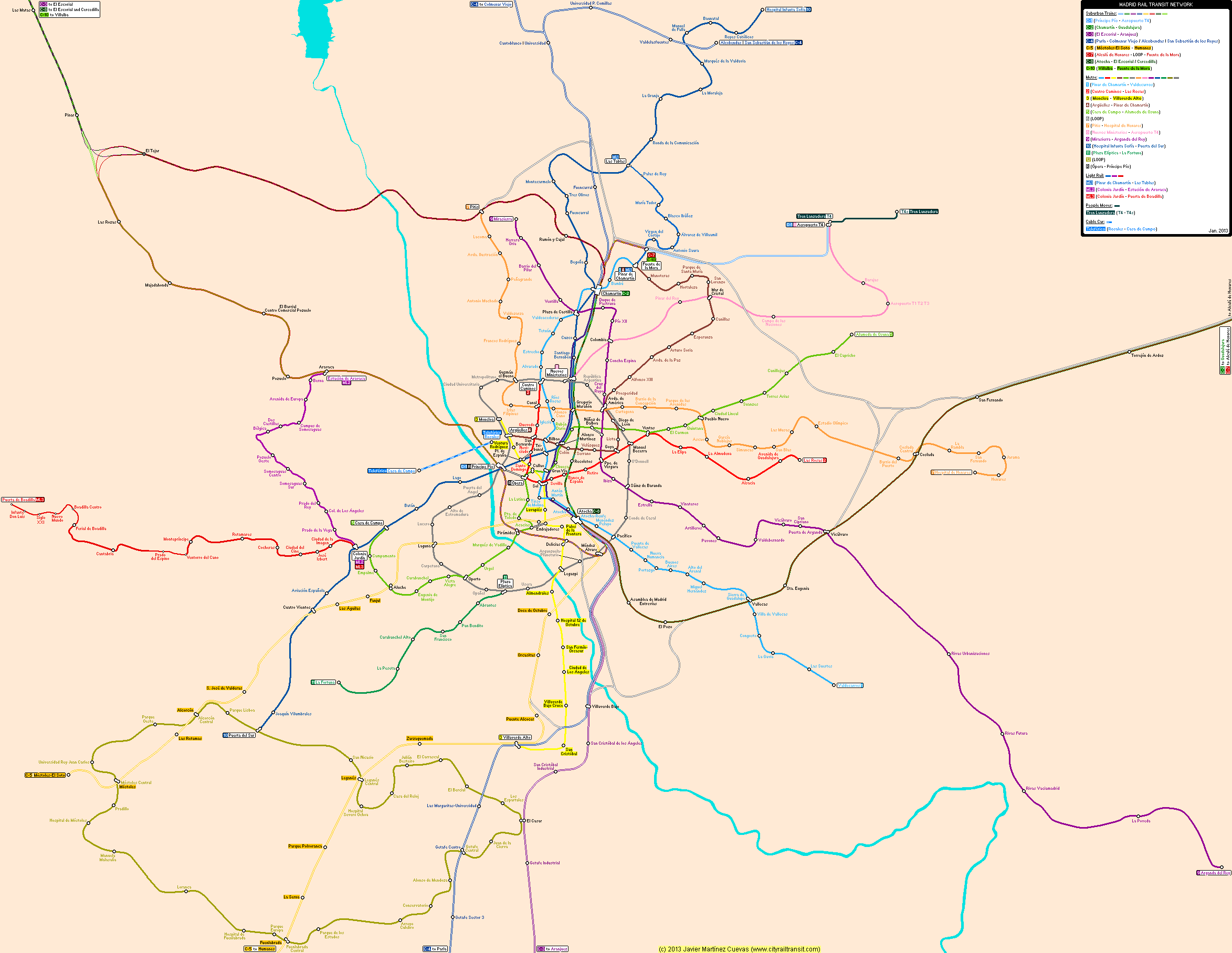 Madrid Real Distance Metro Map